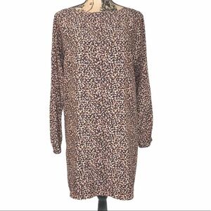 LOFT Leopard Print Shift Longsleeve Dress